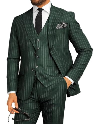 Men's Pinstripe 3 Piece Suit Slim Fit Gomez Addams Casual Suit Business Wedding Halloween Party Suits Set ALV09