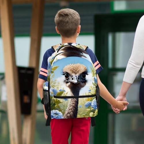 Sac à dos autruche et fleur multicolore de voyage pour ado