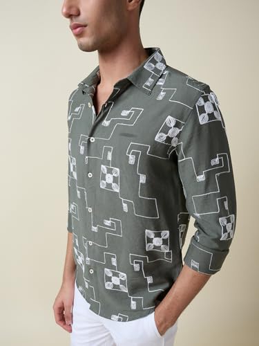 Image of Thomas Scott Mens Regular Fit Embroidered Full Sleeves Casual Shirt
