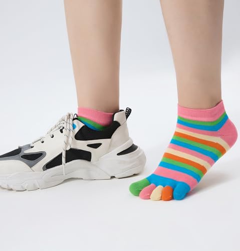 Image of Women Toe Socks 5 Finger Cotton Wicking Athletic 6 Pack 3 Pack