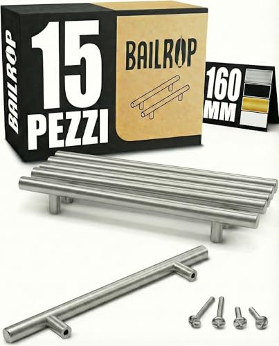BAILROP Maniglie per Mobili da Cucina 160MM (15 pezzi) -
