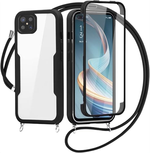 FERLAN Funda para OPPO Reno4 Z 5G/OPPO A92S con Cuerda, Carcasa Transparente Silicona Colgar Collar Correa de Cuello Cadena Cordón para OPPO Reno4 Z 5G/OPPO A92S Fundas,Negro