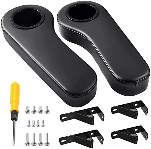 LEAPGOMAX No Drilling Golf Cart Armrest with Cup Holder for Rear Seat with 1" Square Tube on EZGO Club Car Yamaha-Triangle Support Frame/Stable Anti-Tilting