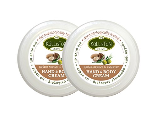 Kalliston Organic Olive Oil Argan Oil Anti Aging Cream Hand & Body Lotion Dermatologically Tested Made In Ancient Crete, Greece 2.54 Oz Each Pack Of 2 #TOP4