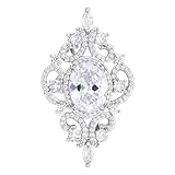 SELOVO Vintage Style Wedding White Oval Zircon Crystal Wedding Pin Brooch Rose Gold Tone