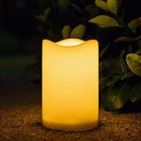 TFROSIM Solar Candles Outdoor Waterproof, 3' x 4.5' Ivory White Flameless Candles, Dusk to Dawn Light Sensor, LED Rechargeable Pillar Solar Candles for Outdoor Lanterns, Patio Decor