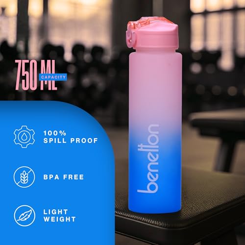 Image of United Colors of Benetton 3-in-1 BPA-Free Water Bottle Set | 2000 ML + 750 ML + 300 ML | Screw Cap, Flip Cap & Straw Lid | Leakproof Reusable Bottles | Gym, Sports, Travel & Daily Use | Pack of 3