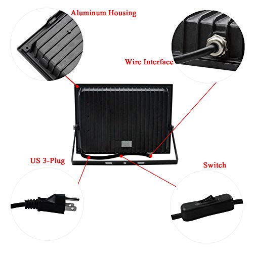 Zhma 100W Black Light,Ip66 Waterproof,For Indoor And Outdoor Blacklight Party,Aquarium,Neon Glow,Fluorescent Effect, Glow In The Dark Curing. #TOP2