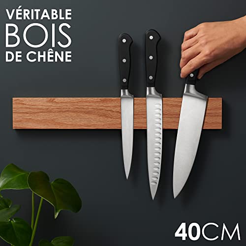 Porte-Couteaux-Aimante-en-Chene-avec-Aimant-Extra-Puissant-40-cm-Aimant-Couteau-Mural-pour-Les-Couteaux-Les-Ustensiles-et-Les-Outils-par-LARHN