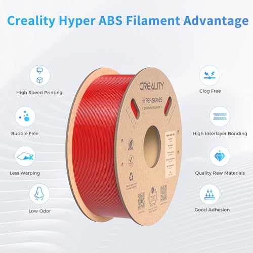 Image of Creality Hyper ABS Filament, Official 3D Printer Filament ABS 1.75mm for High-Speed Printing Convenient Open Printing Material, 1kg(2.2lbs) Spool Fit Most 3D Printer (Red)
