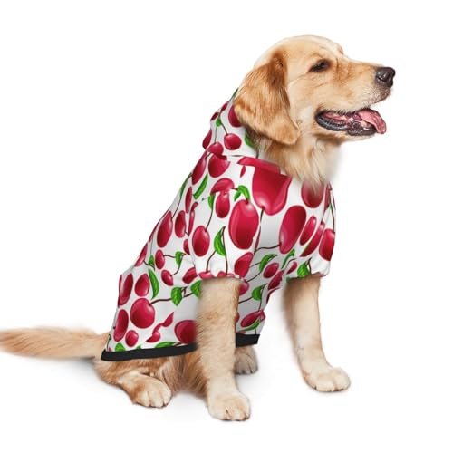 Disfraz para perro con capucha y estampado cerezas rojo