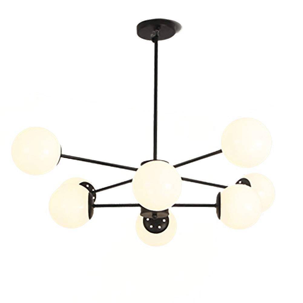 KXEcoLife Sputnik Molecular Chandelier,Restaurant Bedroom LED Ceiling Lighting,Indoor Pendant Glass Lampshade for Living Room Lounge-Black A 8 Lights Comfortable anniversary