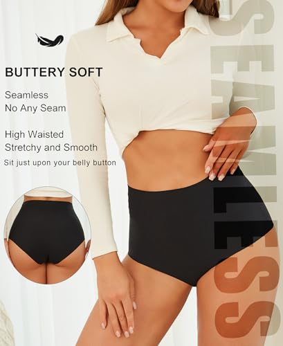 FINETOO Seamless Underwear for Women High Waisted Womens Underwear Cheeky Bikini No Show Briefs Ladies Panties 6 Pack3
