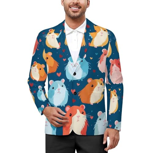 Cute Guinea Pigs Men's Casual Blazers Slim Fit Sport Coats Blazer Two Buttons Suit Jacket for Work Party