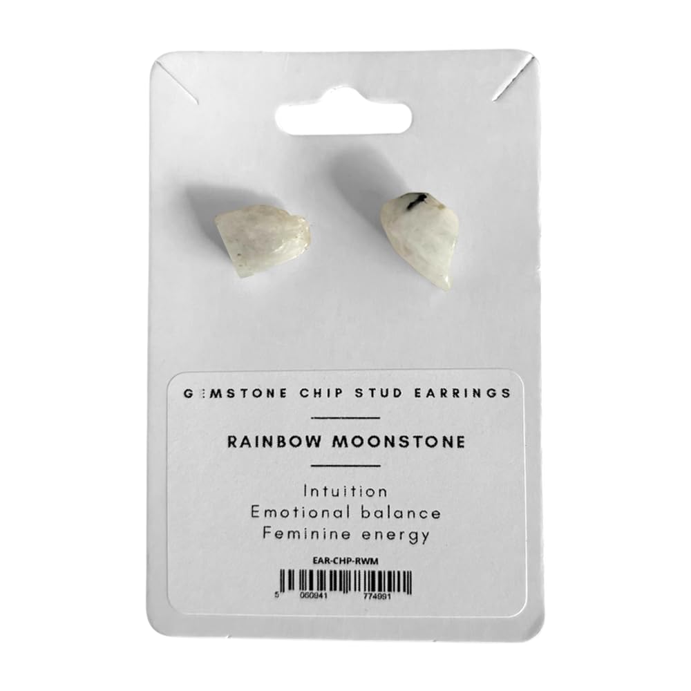 Gemstone Chip Stud Earrings, 1x1cm, Rainbow Moonstone
