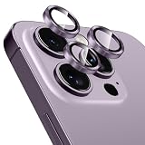 Pnakqil Pellicola Fotocamera per iPhone 14 Pro/14 Pro Max,Protezione Vetro Temperato Protettiva Obiettivo Posteriore,Ultra-HD Trasparente Lente Schermo,9H Anti-graffio Resistente Camera Templado,Viola