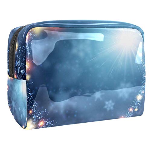 Preisvergleich Produktbild Make-up-Tasche, blaue funkelnde Sterne, Kosmetiktasche, Reisetasche, groß, Kulturbeutel, Make-up-Organizer für Frauen