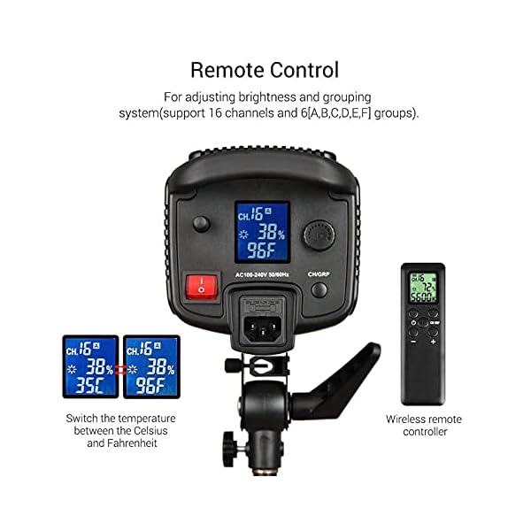 KIKIRon LED-Videoleuchte 5600K 150W LED-Videolicht Wireless Fernbedienung Einstellbare Helligkeit Mit Bowens Mount… – Bild 6