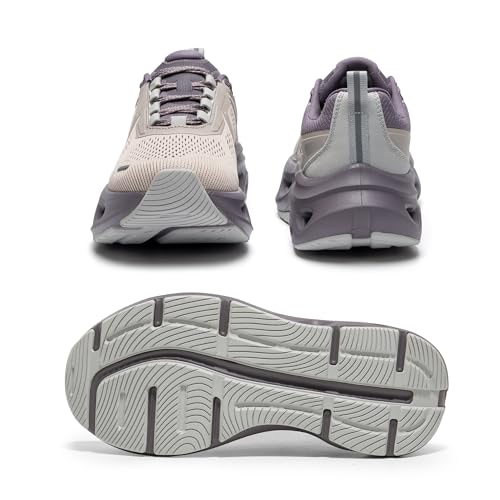 NORTIV 8 Women's Comfortable Walking Shoes Running Tennis MovePropel Athletic Gym Workout Jogging Fashion Sneakers,Size 8,Grey Pink/Purple,SNWS247W