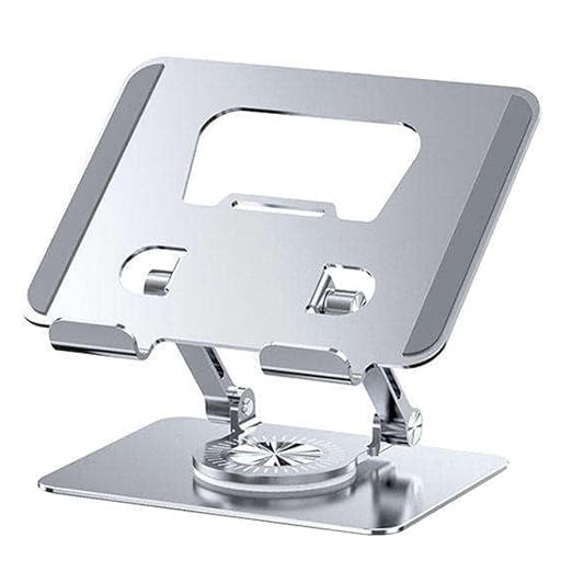 Adjustable Laptop Stand with 360° Rotating Base Aluminum Tabletop Ergonomic Foldable Portable Laptop Stand Holder Compatible for All Other Notebook (Sliver) (i-pad Stand 360°Rotation)