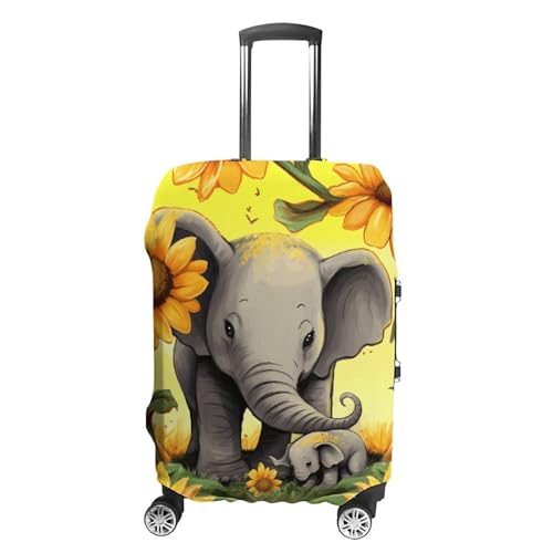 Carry on Luggage Cover Elephant Sunflowers Suitcase Covers for Luggages Tsa Approved Travel Luggage Sleeve Protector Elastic Suitcase Protector Anti-Scratch Washable Fits 19-30 Inch Case -L