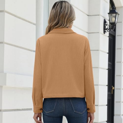 Fall Jacket Women Barn Cropped Corduroy Jacket Y2K Button Down Shacket — view 5
