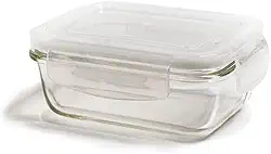 Oikos - Pote de Vidro 330ml Hermético com Trava Retangular