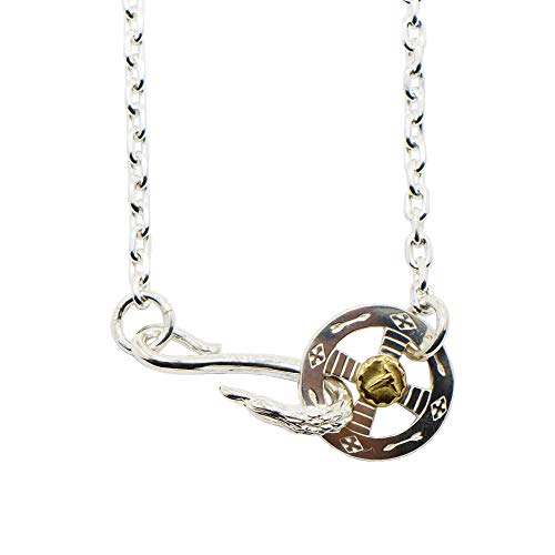 [TADY&KING] シルバー925 チェーン ネックレス 細 メンズ シルバーアクセサリーレジスト原宿 tkf-024 イーグルフック＆ネイティブホイールGPロングホーン付きチェーン (細丸チェーン45cm)