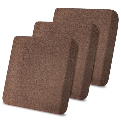 molasofa Leather Like Couch Cushion Covers Sofa Slipcovers Sets Couches Furniture Protector Covers for Sectional Armchair Loveseat Stretch Spandex Fabric, Machine Washable (3 Cushion Sofa, Brown)