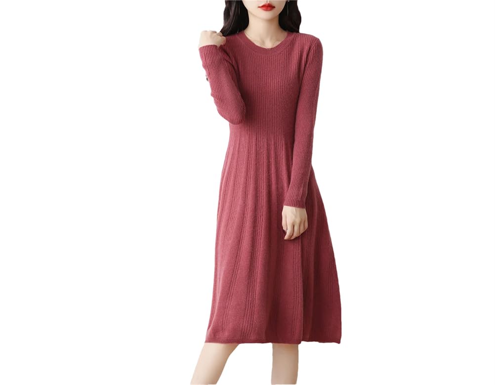 Damski sweter w paski z okrągłym dekoltem plisowana spódnica oficjalna sukienka swetrowa slim fit sukienki swetrowe