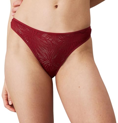 Calvin Klein Tanga Mujer Thong Ropa Interior, Rojo (Syrah), S