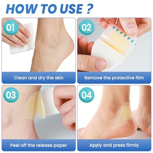 Image of Blister Bandages for Feet Waterproof, 50PCS Hydrocolloid Blister Pads for Heel, Toe, Side Foot & Ball of Foot, Gel Blister Cushions for Prevention & Recovery, Assorted Shapes Variety Pack