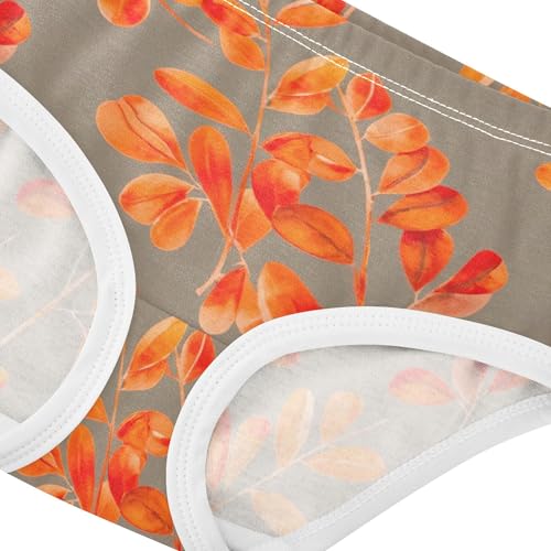 Girls Underwear Toddler 2t Cotton Panties for Girl Artistic Briefs Girls Undies Watercolor Orange Leaves4