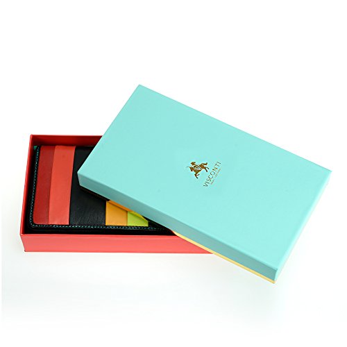 Visconti STR5 Women's Secure RFID Blocking Large Leather Bifold Zip-Around Clutch Wallet Purse - Black Multi2