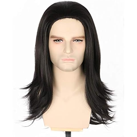 Topcosplay Men's Short Straight Wig Cosplay Loki Wig, Short Black Layered Wig for Halloween Costume Fancy Dress (Black) Cover