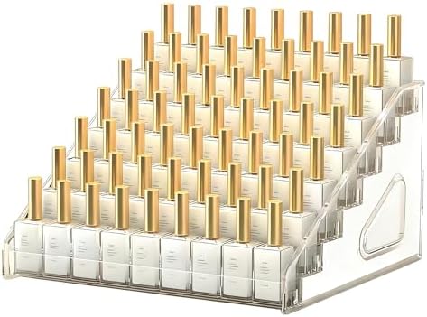 7 Tier Acrylic Nail Polish Rack, Clear Display Organizer Holds Up to 84 Bottles, Freestanding Countertop Shelf for Essential Oils, Cosmetics & Sunglasses image 4