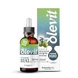 OLEVIT VITAMINA D3 K2 10 Mesi di Durata -In Olio Extravergine d'Oliva Italiano Spremuto a Freddo, Integratore Naturale ad Alta Biodisponibilità - Senza Zuccheri, Glutine, Lattosio, 30ml- Made in Italy