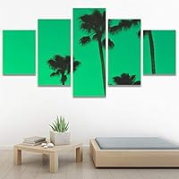 SIGNWIN 5 Panel Canvas Wall Art Multicolor Nature Neon Photography Trees Tropical for Home Decorations Ready to Hang - 60