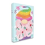 Stupell Industries Whimsical Winter Rainbow GNOME Red Holly Beard, Designed by Daphne Polselli Kunstdruck auf Leinwand, Mehrfarbig, 24x30