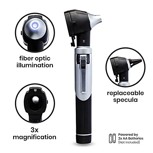 Zyrev Zetalife Otoscope - Ear Scope With Light, Ear Infection Detector, Pocket Size, In 10+ Colors! (Black Color) #TOP4