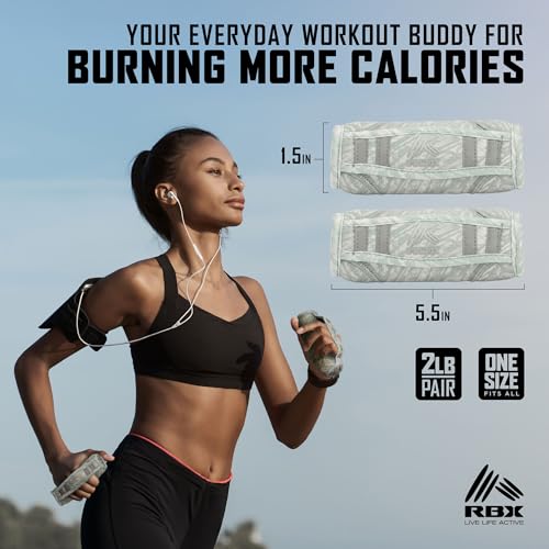 Image of RBX 2lb Walking Weights Pair (1lb Each), Soft Hand Weights with Reflective Safety Straps, Ergonomic Grip & Breathable Fabric, Add Resistance to Walking, Jogging & Aerobics