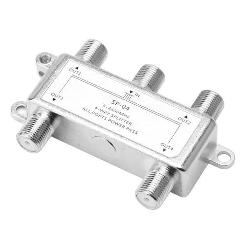 Fasizi Diviseur de Puissance, Une entrée et Quatre Sorties, répartiteur 4 Voies 5-2400 MHz amplificateur Satellite pour Satellites TV et Radio, Ukw, DC Passage