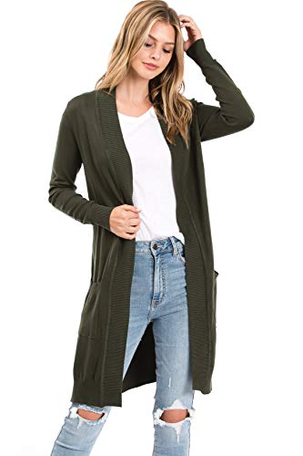Image of Urban Look Women's Long Sleeve Classic Open Front Knit Long Cardigan