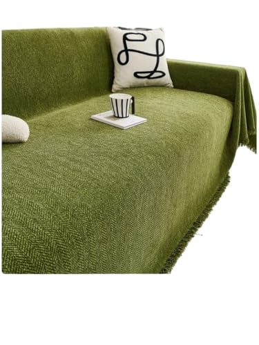 Housse de canapé en chenille protège canapé imperméable vert salon - 2