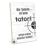 TypeStoff Holzschild mit Spruch – Toilette Tatort – im 