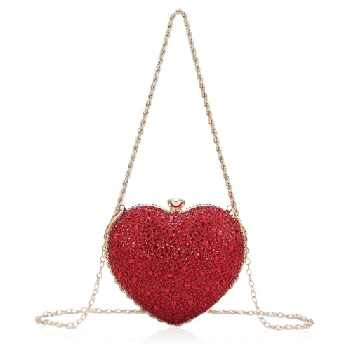 Simcat Cute Heart Shape Clutch Purses Love Heart Women Rhinestone Wedding Handbag Clutch Party Evening Bag