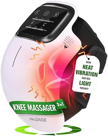 Houzaide Knee Massager for Joint Pain Relief — 3 Levels Heat Vibration & Red Light Therapy — Knee Arthritis Massage Physiotherapy Machine for Women, Elder Age Men — 1 Year Warranty — Diwali Gift Options