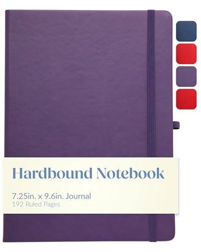 Eccolo Hardbound Writing Journal, Cool Jazz, 192 Pages of Cream Lined Paper with Elastic Band Closure, Lay Flat Design, Interior Gusset Pocket and Double Bookmarks (Eggplant, 7.25-x-9.6 Inches)