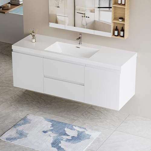 Dxacvkc 60'' Floating Bathroom Vanity, Pre-Assembled, Glossy White