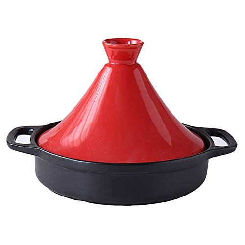AMYZ Casserole Dish Ceramic Tagine PotTajine Cooking Pot Ceramic Pots for Cooking and Stew Casserole Slow Cooker with 2 Handle and Lid for Home KitchenRed